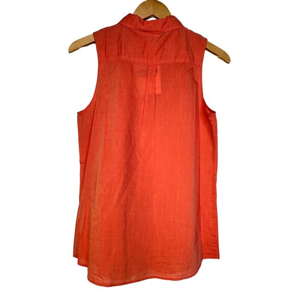 Patagonia Shirt Womens Small Orange Sleeveless Button Down Organic Cotton Summer - Picture 2 of 5